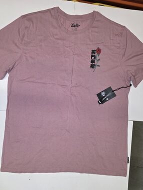 Barba Mauve Crewneck Tee with Rose Chest Graphic